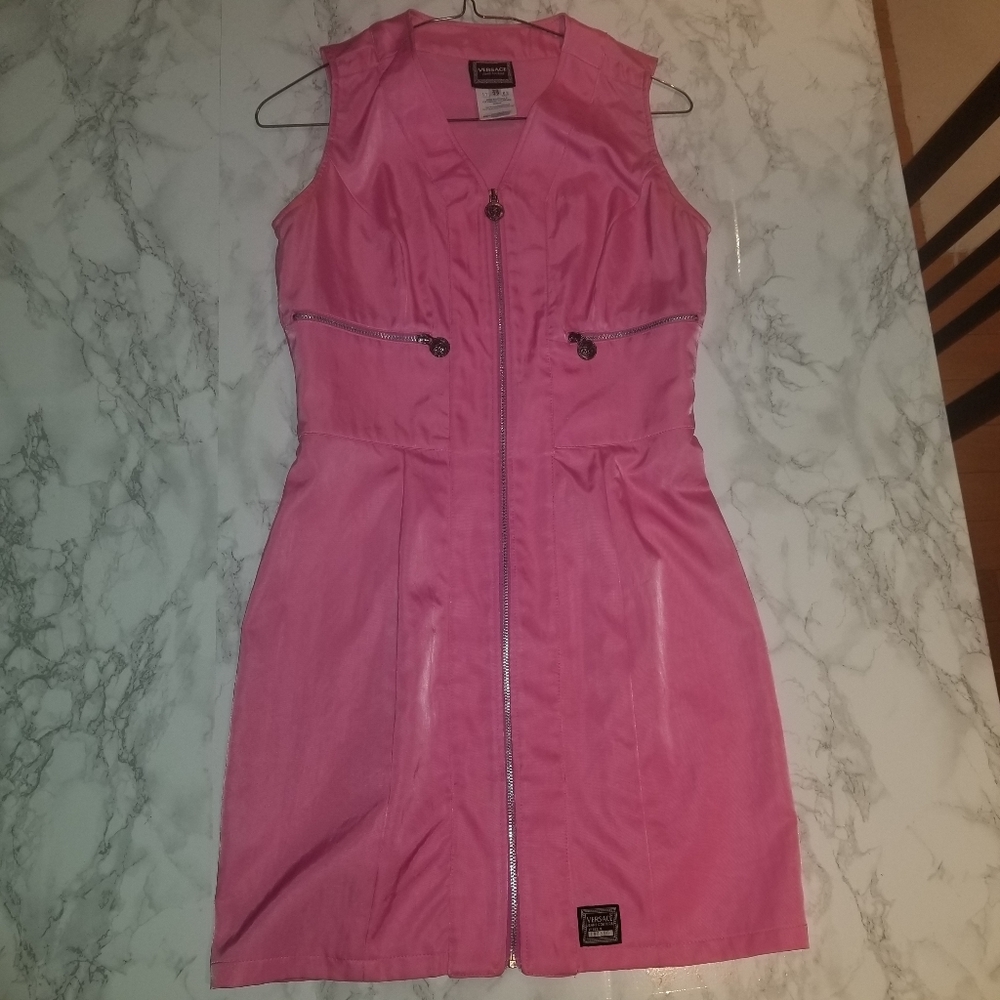 Vintage Authentic Versace Hot Pink Zipper Dress
